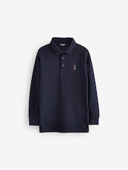 Navy Blue Long Sleeve Polo Shirt (3-16yrs) - Image 1 of 3