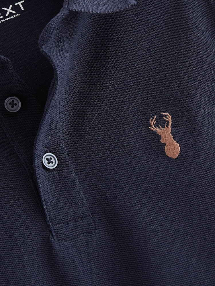 Navy Blue Long Sleeve Polo Shirt (3-16yrs) - Image 3 of 3