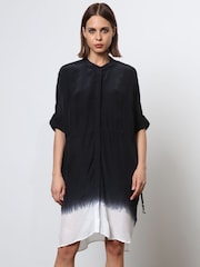 Religion Black Tie Dye Loose Fitting Tunic Shirt Dress - Image 1 of 8