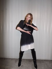 Religion Black Tie Dye Loose Fitting Tunic Shirt Dress - Image 8 of 8