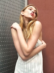 Religion Cream Halterneck Maxi Dress in Crochet With Half Lining - Image 2 of 8
