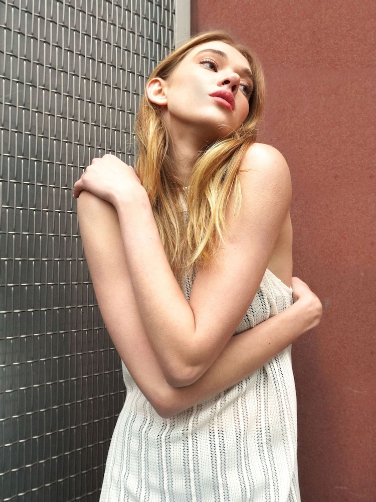 Religion Cream Halterneck Maxi Dress in Crochet With Half Lining - Image 2 of 8