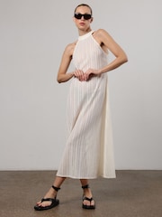 Religion Cream Halterneck Maxi Dress in Crochet With Half Lining - Image 3 of 8