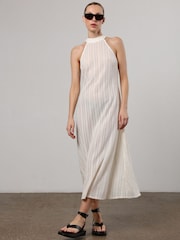 Religion Cream Halterneck Maxi Dress in Crochet With Half Lining - Image 6 of 8