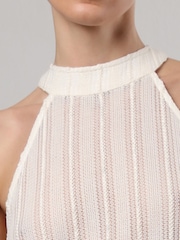 Religion Cream Halterneck Maxi Dress in Crochet With Half Lining - Image 8 of 8