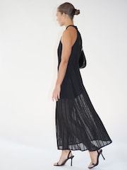 Religion Black Halterneck Maxi Dress in Crochet With Half Lining - Image 3 of 6