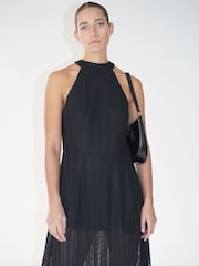 Religion Black Halterneck Maxi Dress in Crochet With Half Lining - Image 4 of 6