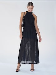 Religion Black Halterneck Maxi Dress in Crochet With Half Lining - Image 5 of 6