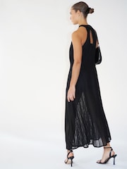 Religion Black Halterneck Maxi Dress in Crochet With Half Lining - Image 6 of 6