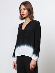 Religion Black Tie Dye Top With Skinny Neck Tie - Image 4 of 7