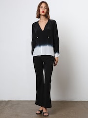 Religion Black Tie Dye Top With Skinny Neck Tie - Image 5 of 7