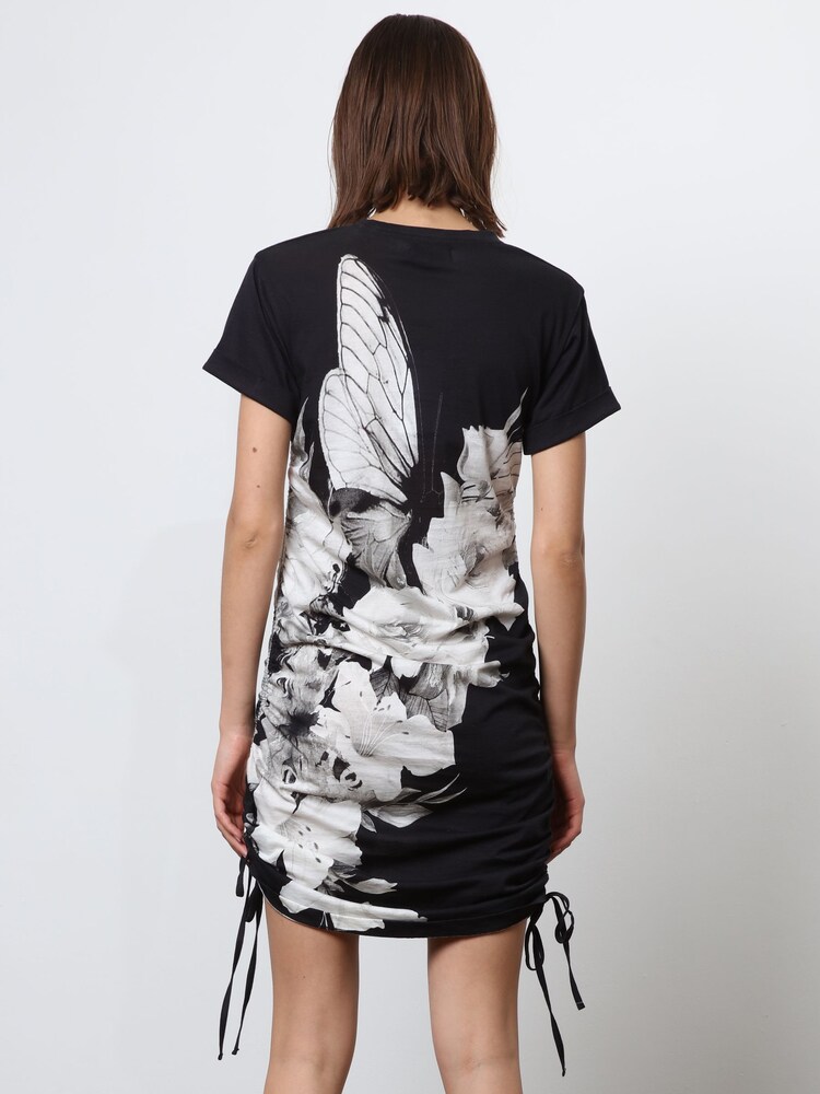 Religion Black 100% Cotton Bodycon T-Shirt Dress With Drawstring Details - Image 2 of 6