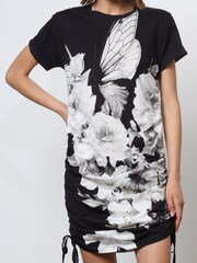 Religion Black 100% Cotton Bodycon T-Shirt Dress With Drawstring Details - Image 6 of 6