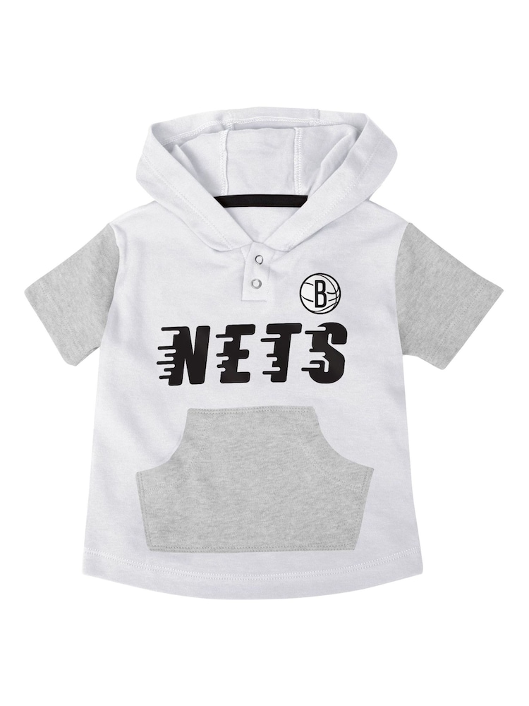 Fanatics Newborn 100% Cotton NBA Brooklyn Nets Bank Shot Creeper White Shorts and T-Shirt Set - Image 2 of 5