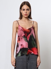 Religion Pink Camisole in Bright Pink Print With Stud Detailing - Image 1 of 6
