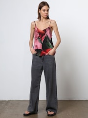 Religion Pink Camisole in Bright Pink Print With Stud Detailing - Image 2 of 6