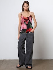 Religion Pink Camisole in Bright Pink Print With Stud Detailing - Image 5 of 6