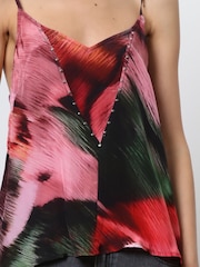 Religion Pink Camisole in Bright Pink Print With Stud Detailing - Image 6 of 6