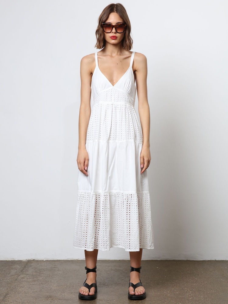 Religion White 100% Cotton Strappy Maxi Summer Dress - Image 2 of 7