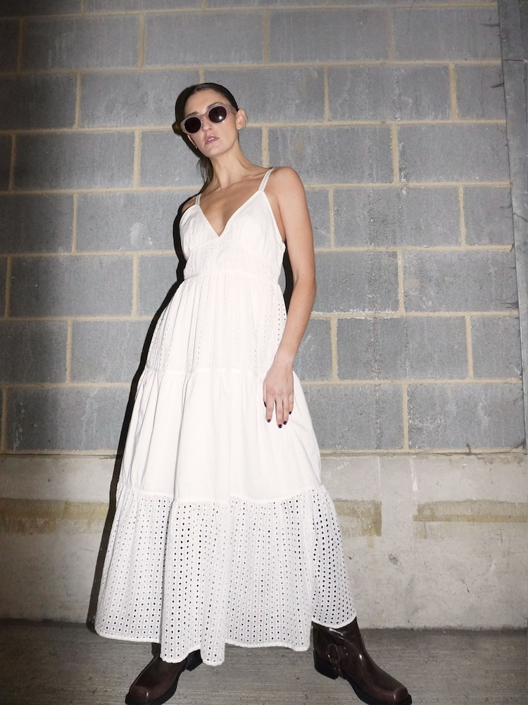 Religion White 100% Cotton Strappy Maxi Summer Dress - Image 7 of 7