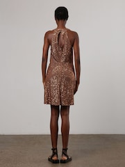 Religion Gold Metallic Halter Neck Mini Dress in Soft Sequin - Image 2 of 6