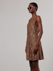 Religion Gold Metallic Halter Neck Mini Dress in Soft Sequin - Image 5 of 6