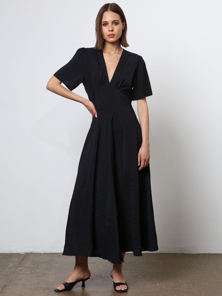 Religion Black Handkerchief Hem Maxi Dress in Soft Modal - Image 1 of 6