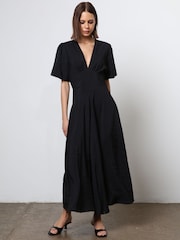 Religion Black Handkerchief Hem Maxi Dress in Soft Modal - Image 5 of 6