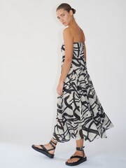 Religion Black/White Bandeau Midi Dress in Georgette Prints - Image 5 of 6