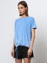 Religion Blue T-Shirt With Drawstring Detail In Textured Jersey - Image 4 of 6