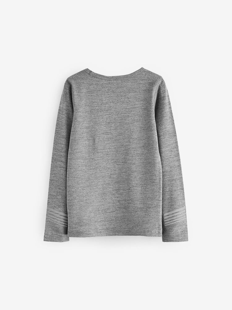 Grey Textured Long Sleeve Base Layer Top (3-16yrs) - Image 2 of 3 Grey Textured Long Sleeve Base Layer Top (3-16yrs) - Image 2 of 3