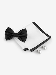 Black Bow Tie Pocket Square And Cufflinks Gift Box Set - Image 2 of 8