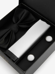 Black Bow Tie Pocket Square And Cufflinks Gift Box Set - Image 4 of 8