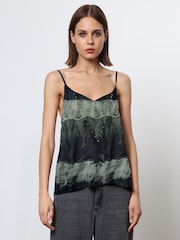 Religion Green Camisole in Bright Pink Print With Stud Detailing - Image 1 of 6