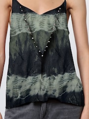 Religion Green Camisole in Bright Pink Print With Stud Detailing - Image 6 of 6