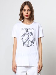 Religion White Oversized 100% Cotton T-Shirt with Revolution Peace Artwork - Image 4 of 6