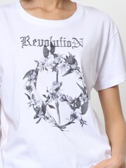 Religion White Oversized 100% Cotton T-Shirt with Revolution Peace Artwork - Image 6 of 6