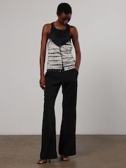 Religion Black Halterneck Eris 100% Cotton Vest with Tie Dye and Beading - Image 1 of 6