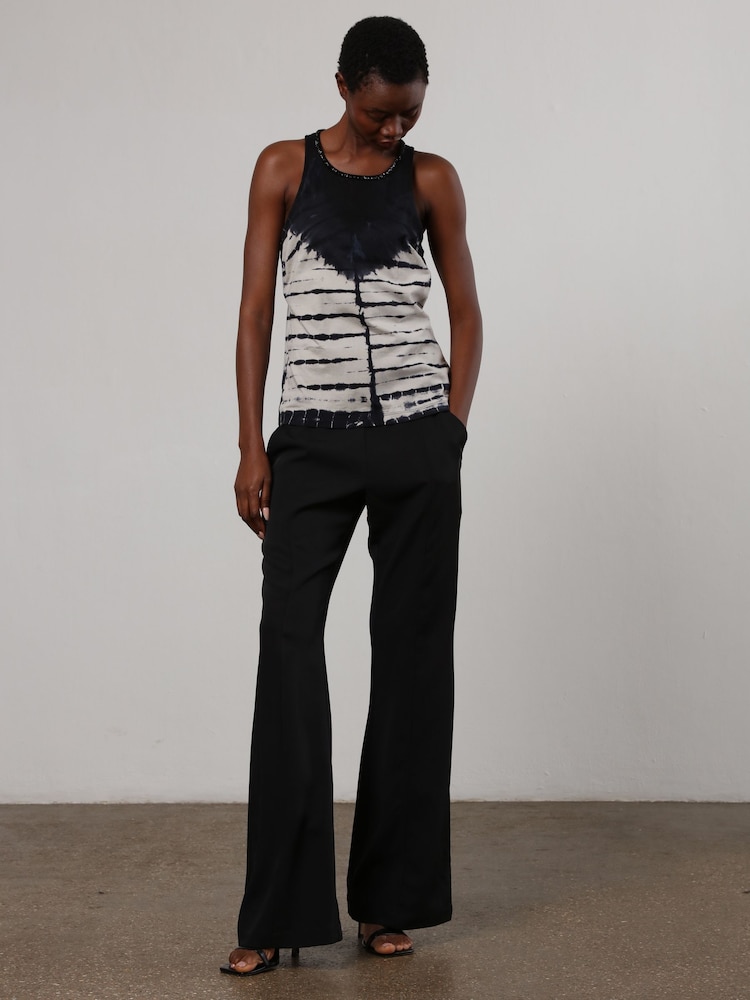 Religion Black Halterneck Eris 100% Cotton Vest with Tie Dye and Beading - Image 1 of 6