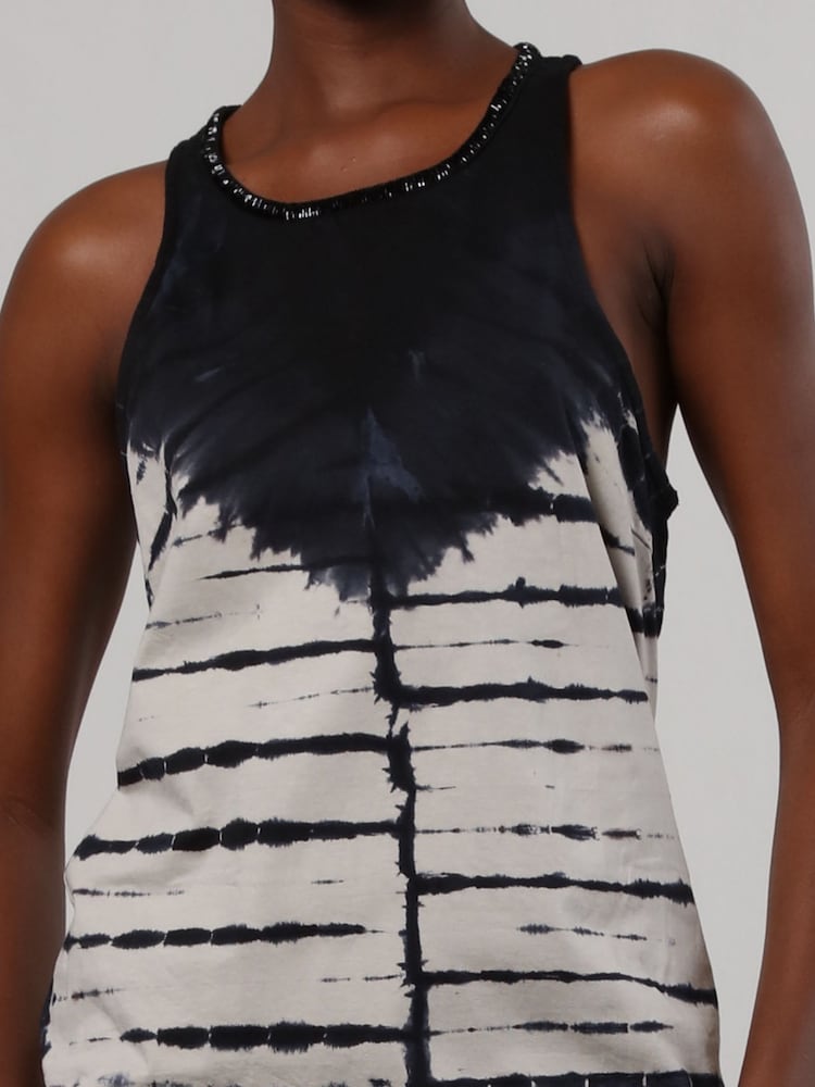 Religion Black Halterneck Eris 100% Cotton Vest with Tie Dye and Beading - Image 6 of 6
