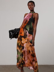 Religion Orange Halterneck Maxi Dress in Abstract Print - Image 1 of 6
