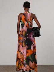 Religion Orange Halterneck Maxi Dress in Abstract Print - Image 2 of 6