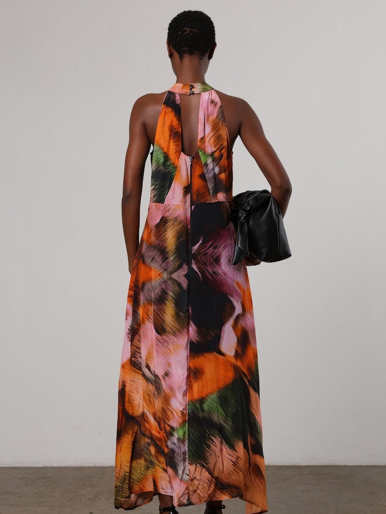 Religion Orange Halterneck Maxi Dress in Abstract Print - Image 2 of 6