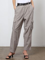 Religion Natural Linen Mix Cargo Utility Trousers - Image 1 of 7