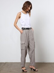 Religion Natural Linen Mix Cargo Utility Trousers - Image 3 of 7