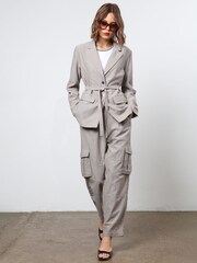 Religion Natural Linen Mix Cargo Utility Trousers - Image 4 of 7