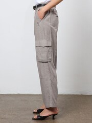 Religion Natural Linen Mix Cargo Utility Trousers - Image 6 of 7