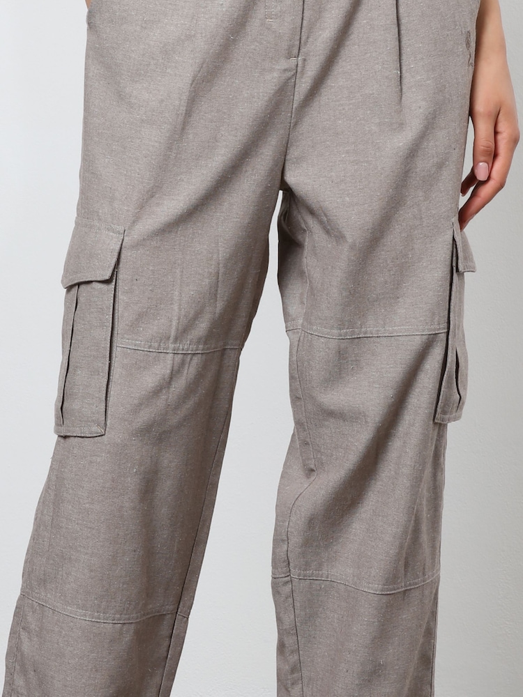 Religion Natural Linen Mix Cargo Utility Trousers - Image 7 of 7