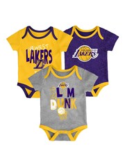 Fanatics Yellow NBA Los Angeles Lakers Slam Dunk 100% Cotton 3pc Bodysuit Newborn - Image 1 of 4