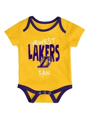 Fanatics Yellow NBA Los Angeles Lakers Slam Dunk 100% Cotton 3pc Bodysuit Newborn - Image 2 of 4